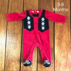 NWOT boys red velvet footie